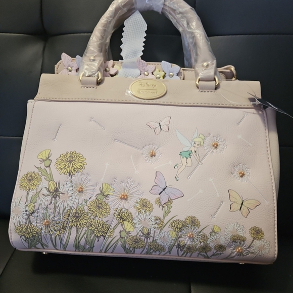 Disney Handbags - Disney Pink Tinker Bell Floral Satchel Bag